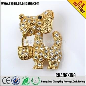 2015 The most popular gold Diamond crystal wholesale brooch 