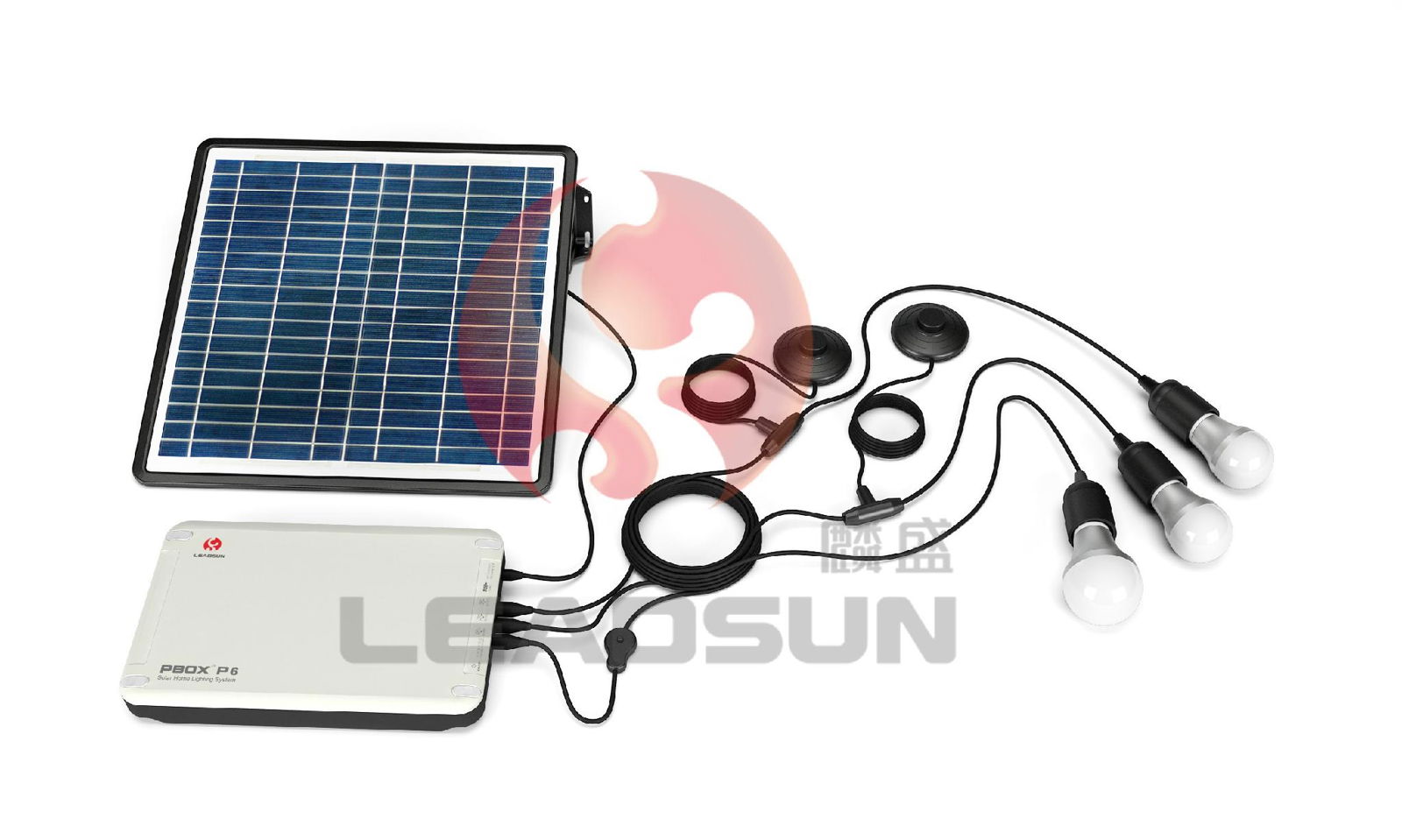 P6F7 Outdoor Solar Powered 3W+4W E27  Home Lighting System