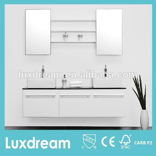 HOT sale White Plywood Double SINK Bathroom Cabinet 