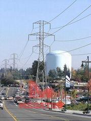 Cell site on single power transmission tower