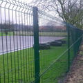 Dark green plastic covered welded steel wire panel fence with post 2