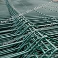 Dark green plastic covered welded steel wire panel fence with post