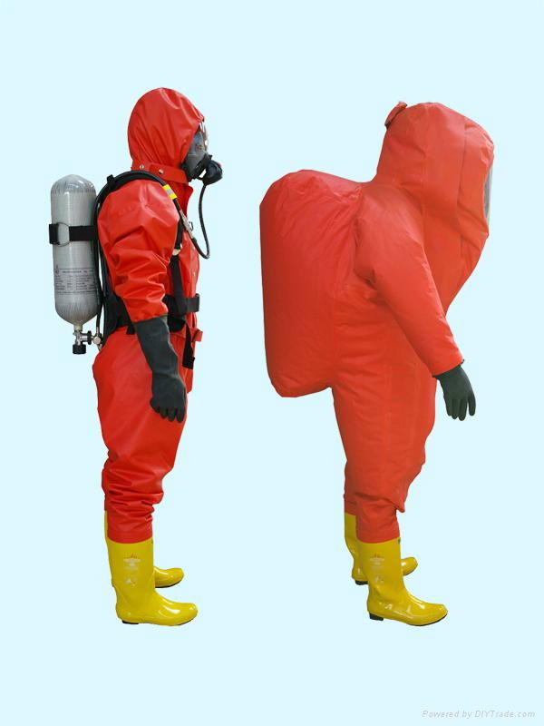 Fire Fighting Totally Enclosed Rubber Chemical Protective suits 2