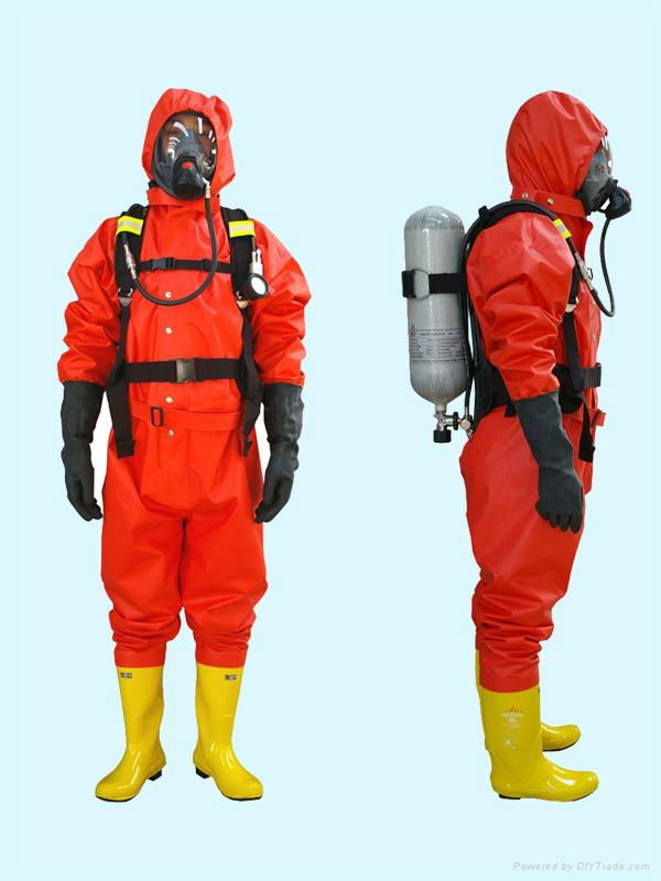 Fire Fighting Totally Enclosed Rubber Chemical Protective suits 4