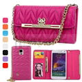 Diamond Bow Tie Zigzag Woven Leather Quilted Clutch Wallet Case Cover for Note 4