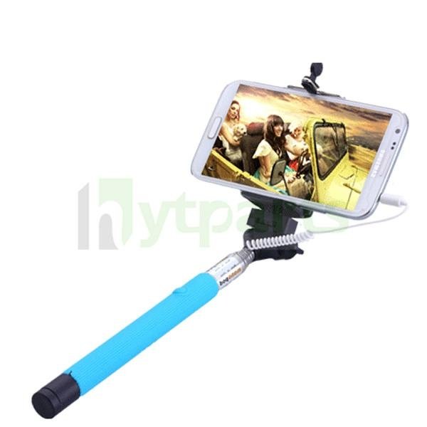 Non-battery Universal Extendable Selfie Stick with Buit-in Cable Remote Shutter