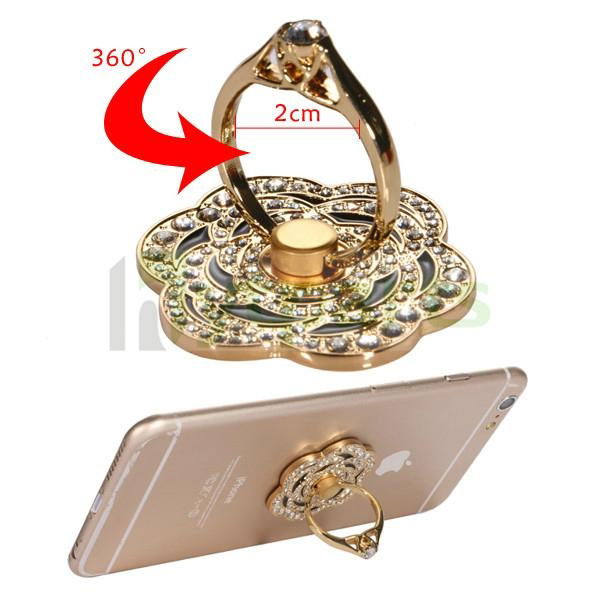 Universal Diamond Gold Rose Metal Ring Mobile Holder Adhesive Stand for iPhone 6