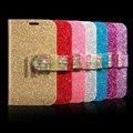 Luxury Bling Sequin PU Leather Magnetic Wallet Diamond Flip Case for Galaxy S3