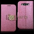 Luxury Bling Sequin PU Leather Magnetic Wallet Diamond Flip Case for Galaxy S3 3
