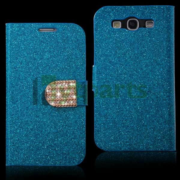 Luxury Bling Sequin PU Leather Magnetic Wallet Diamond Flip Case for Galaxy S3 5