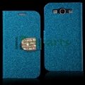 Luxury Bling Sequin PU Leather Magnetic Wallet Diamond Flip Case for Galaxy S3 5