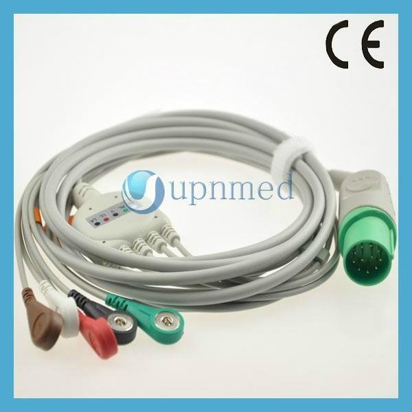  Nihon Kohden Tec-5200A 5 lead  ECG cable 