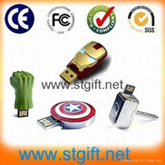 OEM logo usb metal memory stick cartoon Iron Man usb flash drive