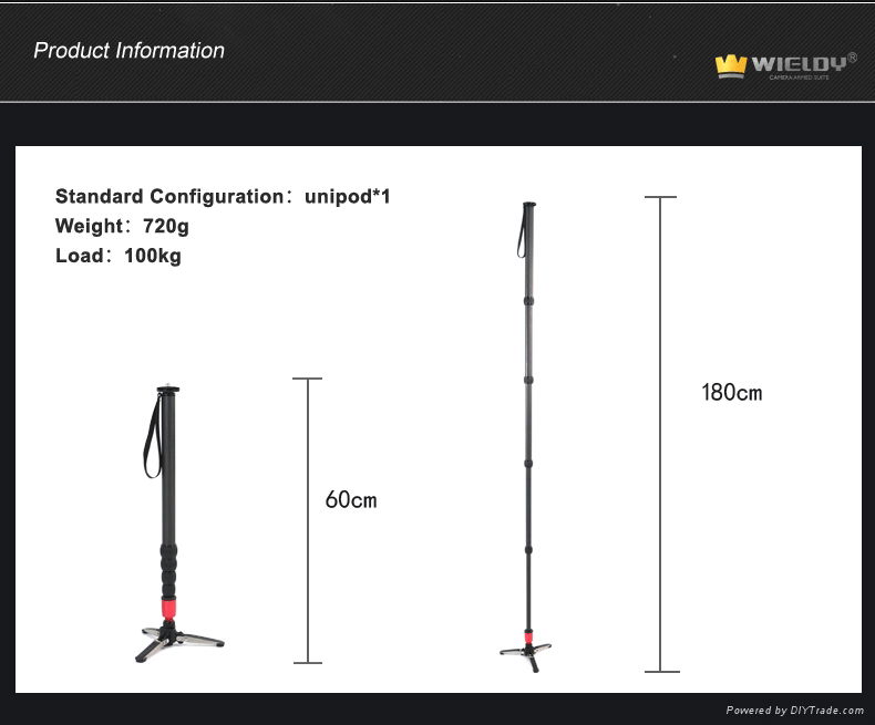 extendable 60-180cm DSLR stabilizer video camera monopod by Wieldy 3