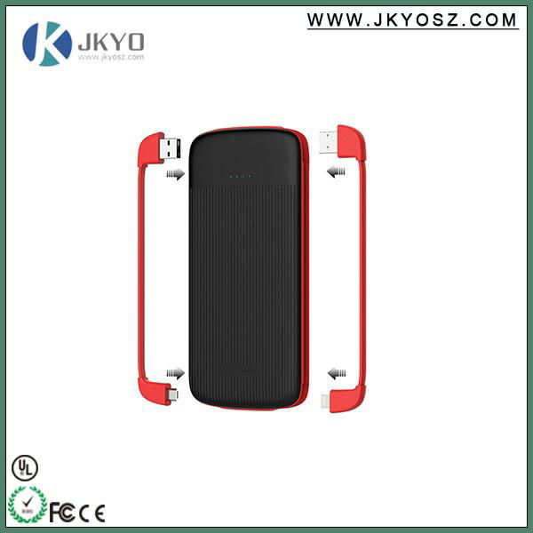 Good Quality 10000mah Power Bank built in cable