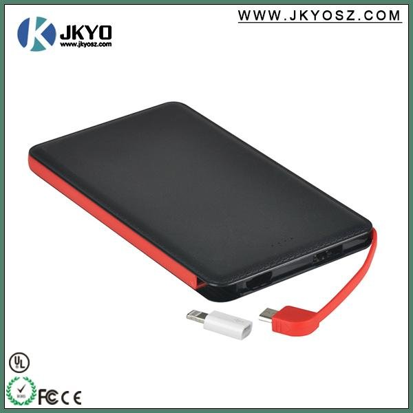 Credit Card Power Bank with Built in Cables 3