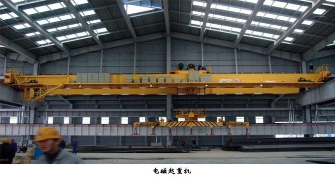 Overhead crane with magnet