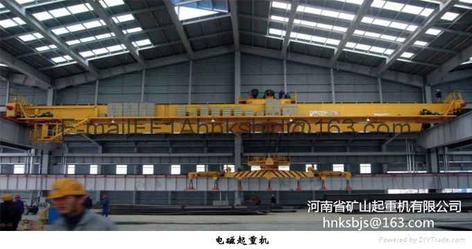 Rotating electromagnetic hanging bridge crane