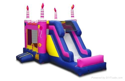 Red and Purple Birthday Cake Inflatable Bouncers 
