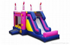 Red and Purple Birthday Cake Inflatable Bouncers