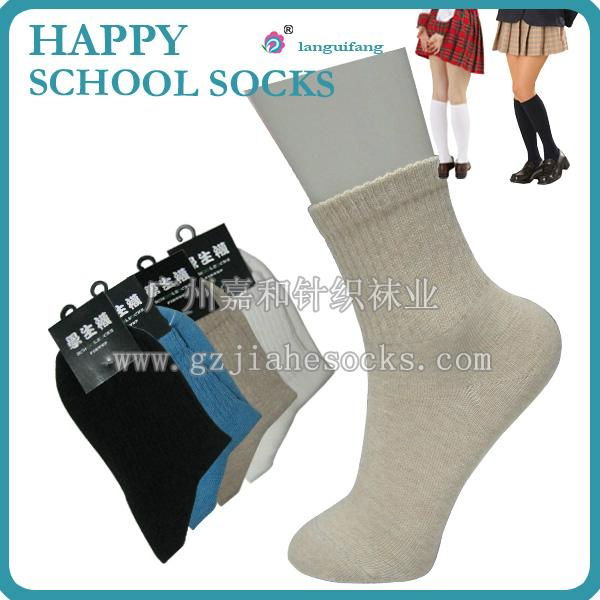 Solid color ankle sport school socks China socks manufacture