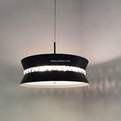 Pendant light with black shade and crsytal decoration