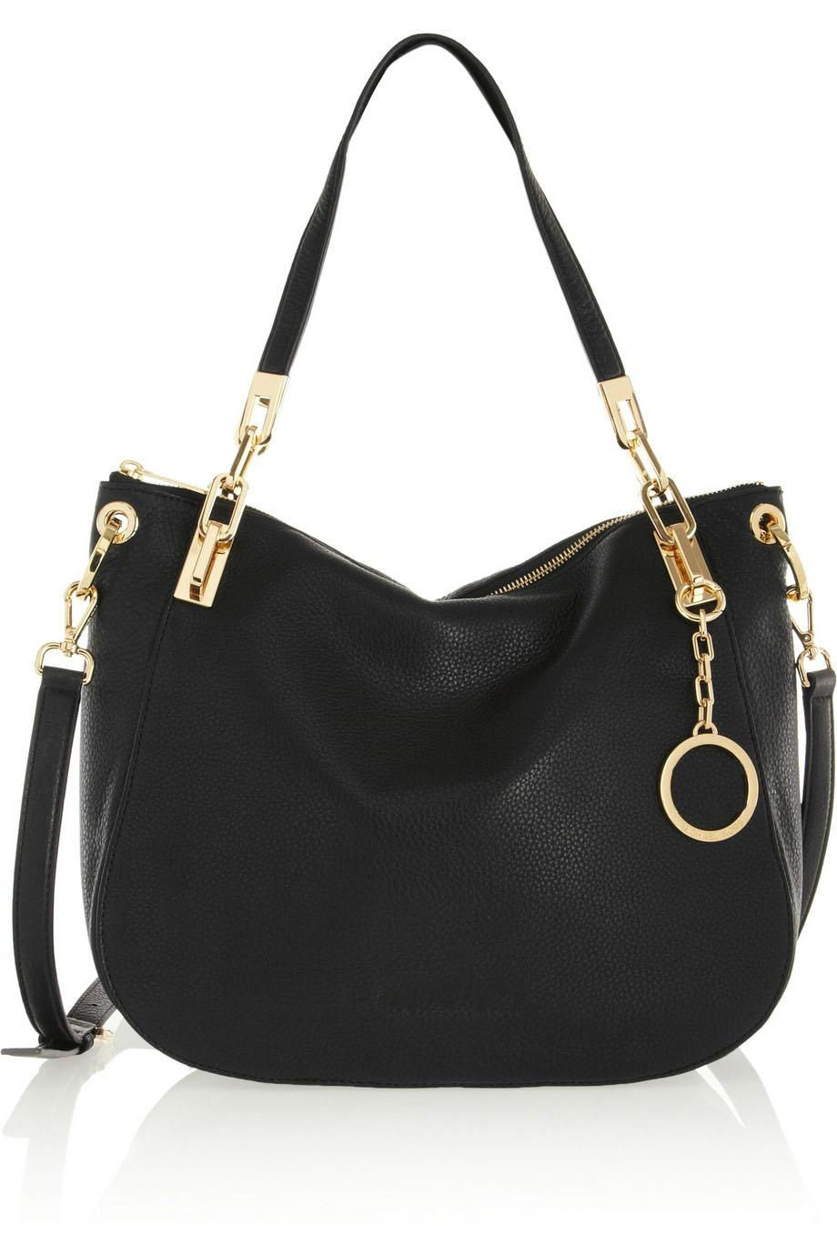 Black geunine leather lady handbag 