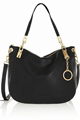 Black geunine leather lady handbag 