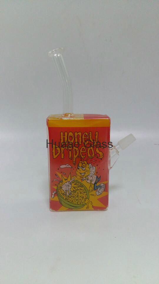 2015 Christmas Gift Cheap Red Honey Dripeos Rectangular body Juice Bottle Glass  4
