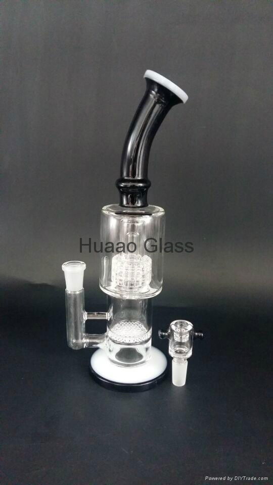 2015 Christmas Gift Cheap Bend Glass water Pipes 14mm joint Black and White Colo 2