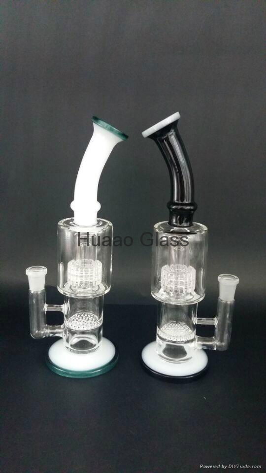 2015 Christmas Gift Cheap Bend Glass water Pipes 14mm joint Black and White Colo 4