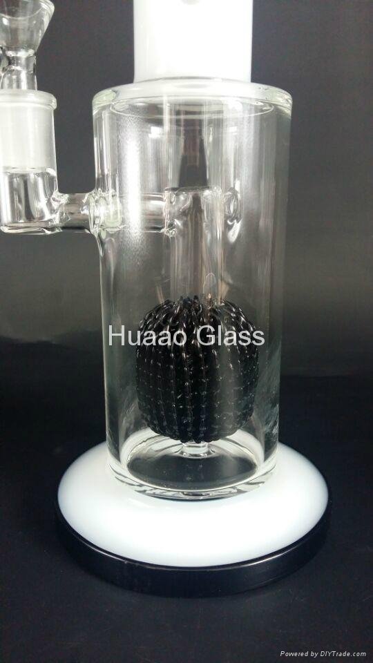 2015 Christmas Gift Cheap Glass water Pipes with Pineapple Perc 14mm Black and W 5