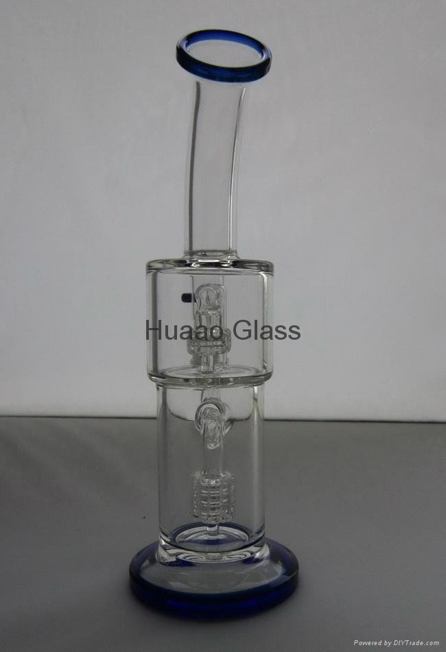 Classical 25cm height Glass smoking pipe Birdcage and two layer tyre percolators 3