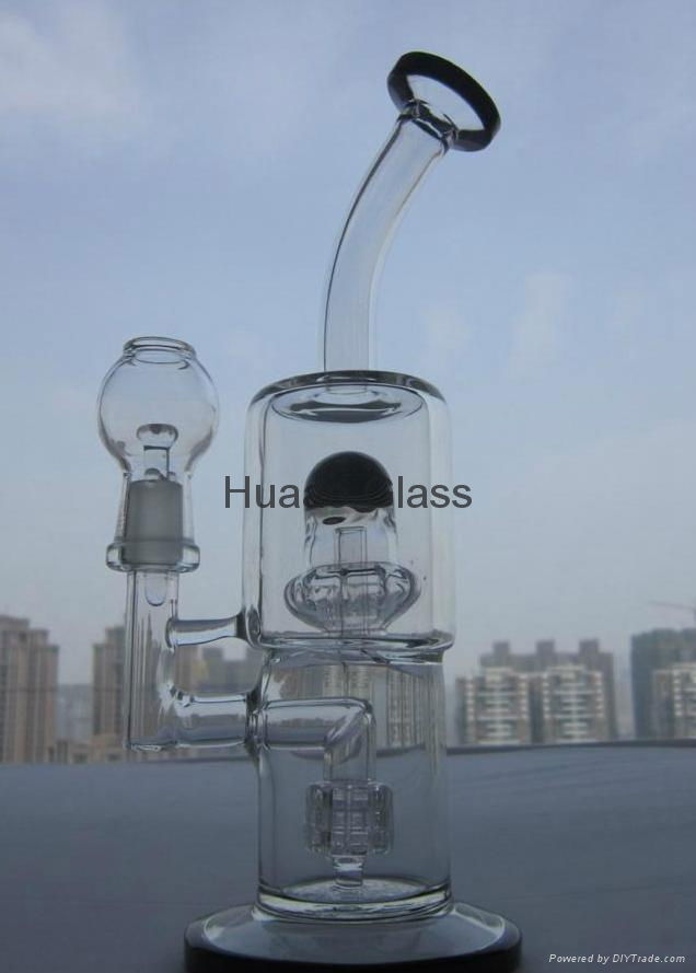 2015 New 22.5cm height Glass smoking pipe Birdcage and showerhead perc Glass wat 5