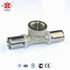 F5 Press Copper Fitting Female Tee For Multi-layer Pipes