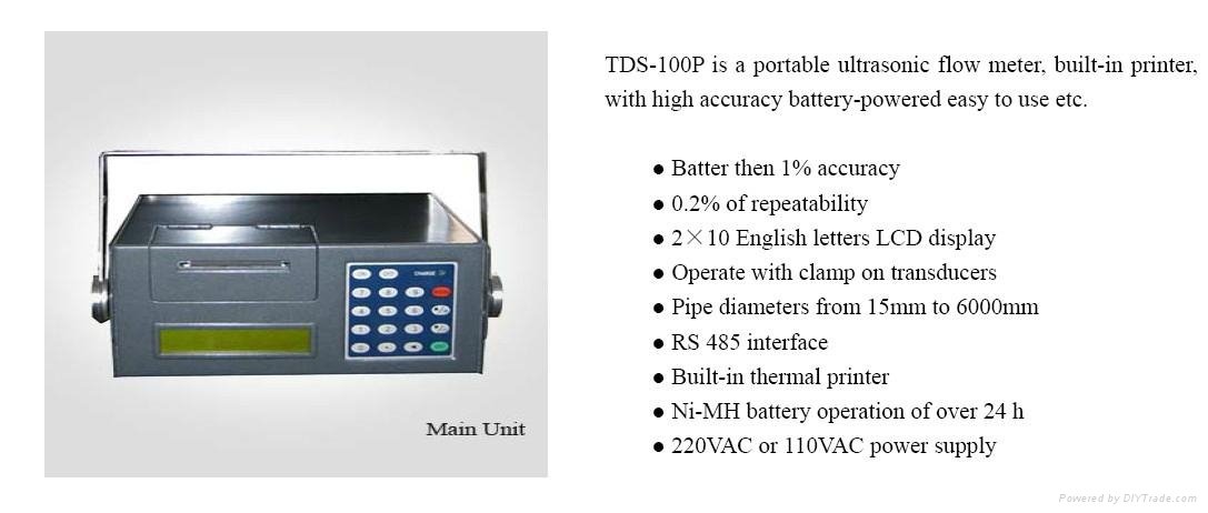 TDS-100P RS485 portable ultrasonic flowmeter with printer,portable flowmeter 2