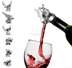 Newest Creactive 2016 Funny Silver Metal 3D Animal Horse Head Wine Pourer Party 