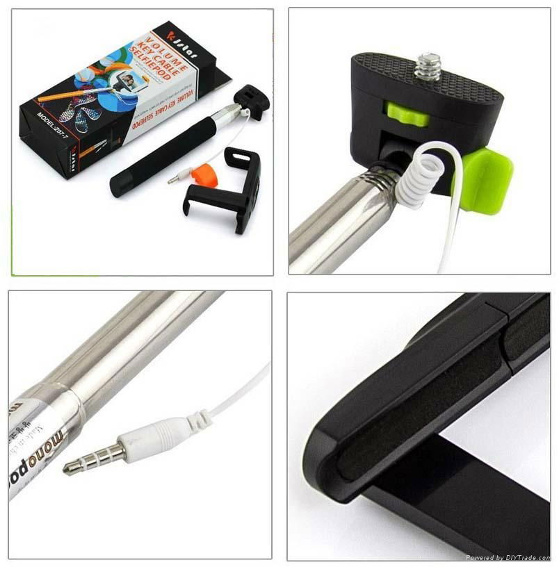 Wired Selfie Stick Handheld Extendable Monopod With Buit-in Shutter 4