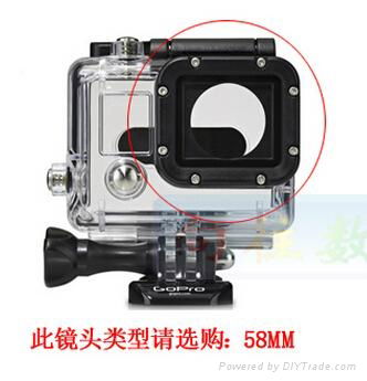 Aluminum Alloy 58mm UV CPL Lens Filter Adapter Ring for GoPro Hero 3 HD Camera 4