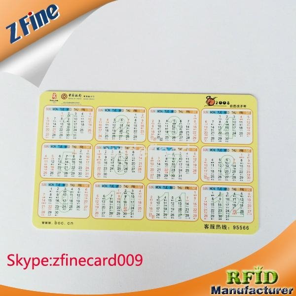 offset printing 2015 pocket size calendar pvc card