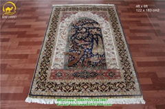 230lines 4x6ft red beige flower handknotted silk oriental turkish rug