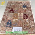 230lines 4x6ft red beige flower handknotted silk oriental turkish rug 3