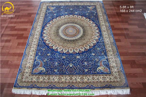 5.5x8ft handmade rug 230lines silk on silk turkish oriental carpet