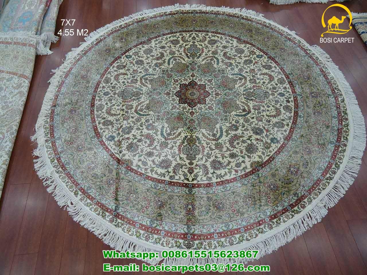 Round handmade silk carpet hot sale 230lines runner carpet ...