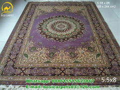 Purple color collection 230lines handmade silk carpets 5.5x8ft