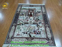 home garden handmade silk carpet 260lines new design hunting carpet