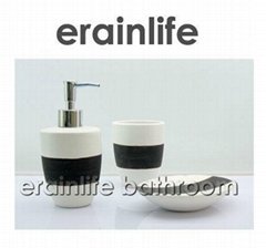 Beautiful White and black Round Ceramic Bathroom Set