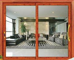 110mm thermal break 2 tracks grey aluminium alloy sliding door with metal mesh