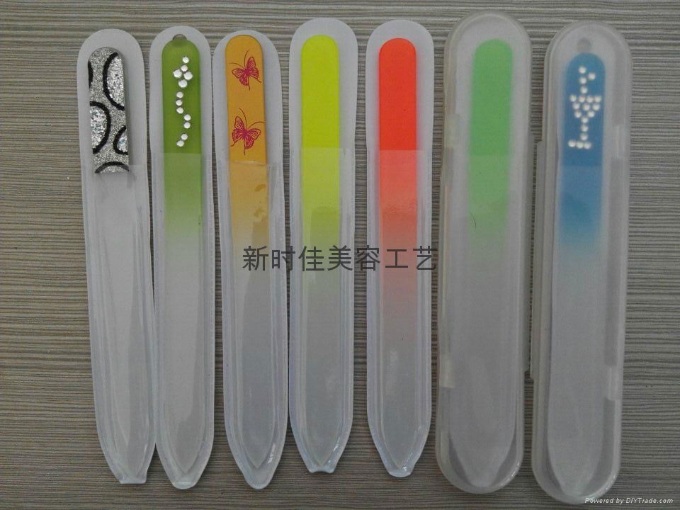 colorful Double Sided Crystal Glass Nail File, 5.5" 5