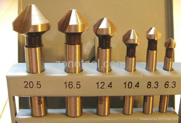 6 pcs DIN335C HSS 3 Flute Countersinks Set 2